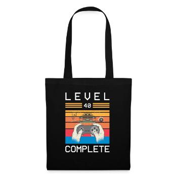 Rétro Gamer Gifts 40.Anniversaire Niveau 40 Complete - Sac en tissu - noir - Devant