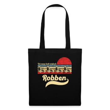 Seehund Retro Vintage Robbe Geschenk - Stoffbeutel - Schwarz - Vorne