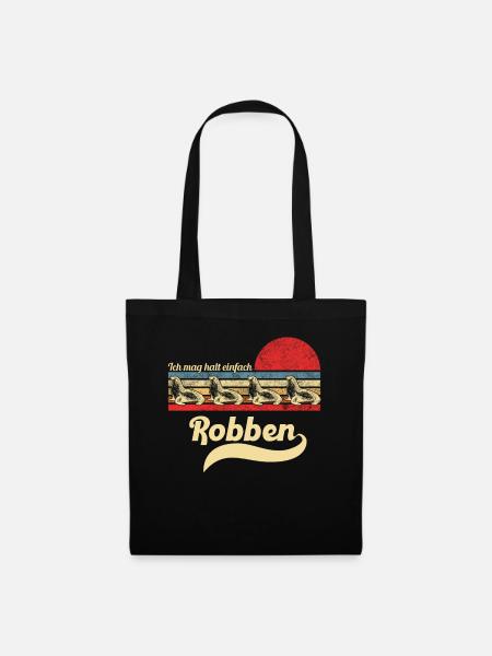 Seehund Retro Vintage Robbe Geschenk - Stoffbeutel - Schwarz
