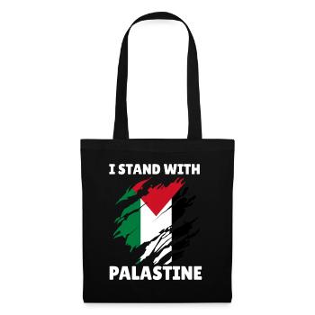 Drapeau palestinien I Stand With Palestine - Sac en tissu - noir - Devant