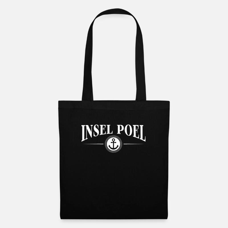 Anker und Seil - Insel Poel - Stoffbeutel - Schwarz
