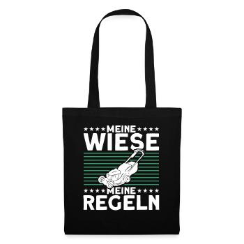 Wiese Rasen Rasenmäher - Stoffbeutel - Schwarz - Vorne