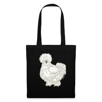Poulet de soie dessin - Sac en tissu - noir - Devant