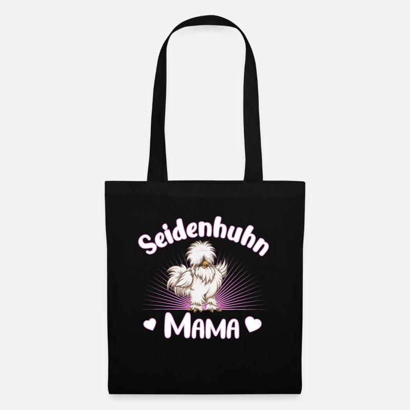 Seidenhuhn Mama - Seidenhühner - Stoffbeutel - Schwarz