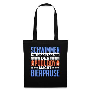 Schwimmen Poolboy Bademeister - Stoffbeutel - Schwarz - Vorne