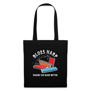 Blues Harp Harmonica Instrument Acoustic Band Gift - Tote Bag - black - Front