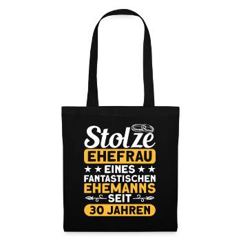 Ehepaar 30. Hochzeitstag Perlenhochzeit - Stoffbeutel - Schwarz - Vorne