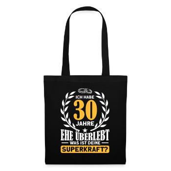 30. Hochzeitstag Ehepaar Perlenhochzeit - Stoffbeutel - Schwarz - Vorne