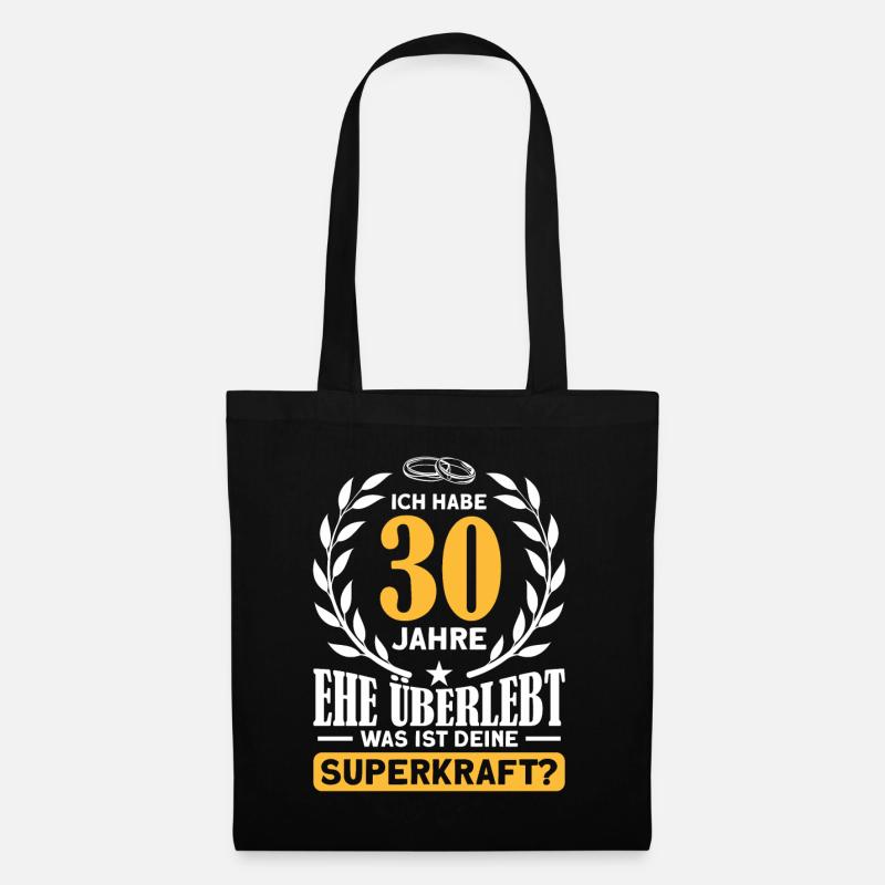 30. Hochzeitstag Ehepaar Perlenhochzeit - Stoffbeutel - Schwarz