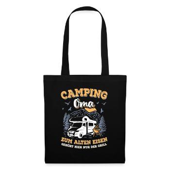 Camper Oma Camping Wohnmobil Urlaub Berge Grill - Stoffbeutel - Schwarz - Vorne