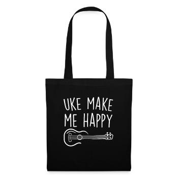 Uke Make Me Happy Ukulele Acoustic Guitar Gift - Sac en tissu - noir - Devant