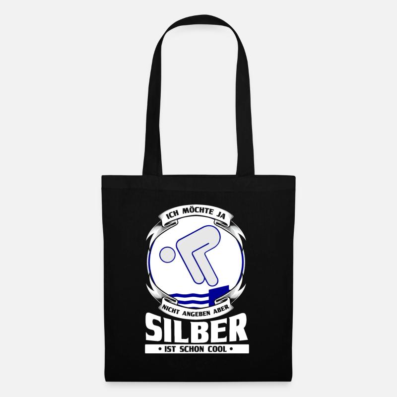 Schwimmen Schwimmer Silber Geschenk - Stoffbeutel - Schwarz
