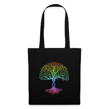 DNA Baum Bunte Meditation Yoga Zen Asana Geschenk - Stoffbeutel - Schwarz - Vorne