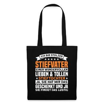 Stiefpapa Stieftochter Stiefvater Geschenk - Stoffbeutel - Schwarz - Vorne