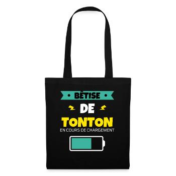 tonton bêtise cadeau noel humour famille - Sac en tissu - noir - Devant