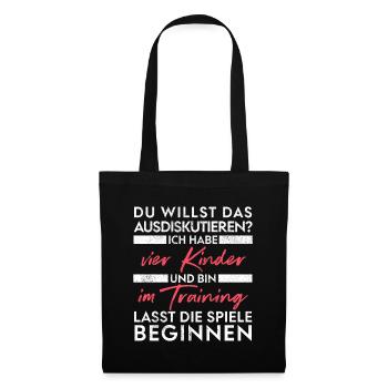 Du willst das ausdiskutieren - Vater Kinder - Stoffbeutel - Schwarz - Vorne