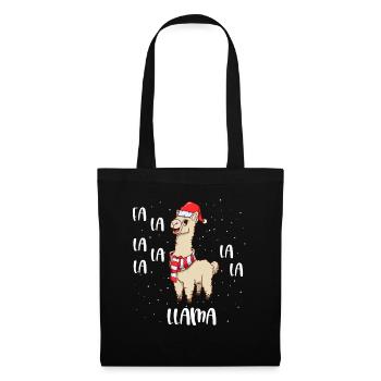 Weihnachtslama - Fa La La Llama - Stoffbeutel - Schwarz - Vorne