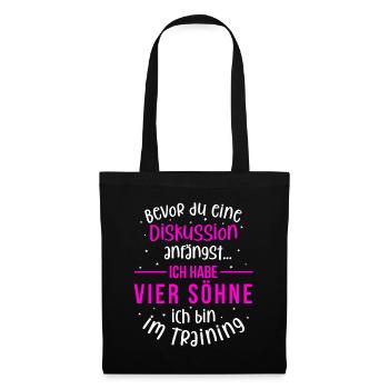 Ich habe vier Söhne - Mutter und Söhne - Stoffbeutel - Schwarz - Vorne