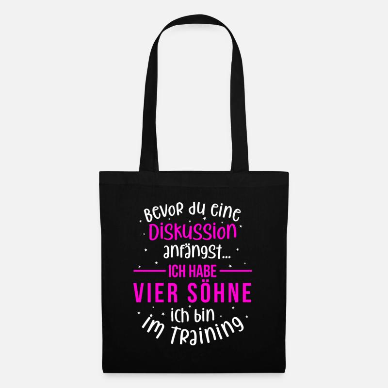 Ich habe vier Söhne - Mutter und Söhne - Stoffbeutel - Schwarz