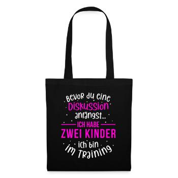 Ich habe zwei Kinder - Mutter und Kinder - Stoffbeutel - Schwarz - Vorne