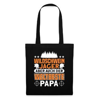 Jäger Jagd Jagen Geschenk - Stoffbeutel - Schwarz - Vorne