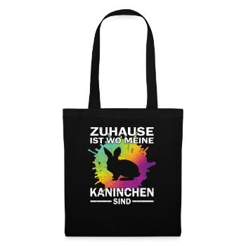 Zuhause ist wo meine Kaninchen sind - Hasen - Stoffbeutel - Schwarz - Vorne
