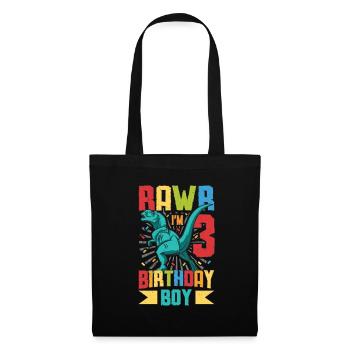 Anniversaire Trex Dinosaure 3ème Anniversaire Garçon - Sac en tissu - noir - Devant