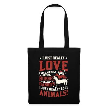 Chats,Chiens,Chevaux,Lapins - Amoureux des animaux - Sac en tissu - noir - Devant