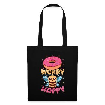 Donut Worry Bee Happy Donut et Bee Lovers - Sac en tissu - noir - Devant