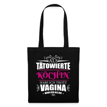 Tätowierte Köchin / Tattoo Restaurant Tatowiert - Stoffbeutel - Schwarz - Vorne