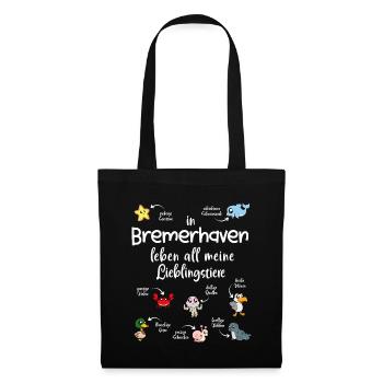 Meine Lieblingstiere in Bremerhaven - Stoffbeutel - Schwarz - Vorne
