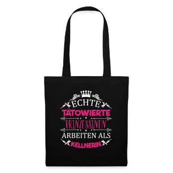 Tätowierte Prinzessin arbeitet als Kellnerin / Fun - Stoffbeutel - Schwarz - Vorne