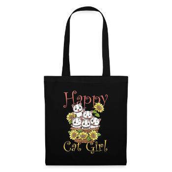 Chat chat heureux Chat Chaton - Sac en tissu - noir - Devant
