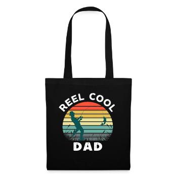 Reel cool dad funny fathers day retro fishing - Tote Bag - black - Front