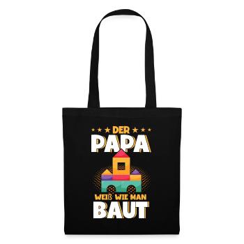 Papa Klemmbaustein Klemmbausteine - Stoffbeutel - Schwarz - Vorne