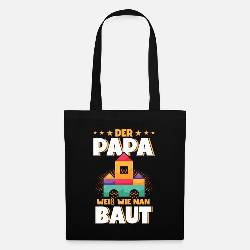 Papa Klemmbaustein Klemmbausteine - Stoffbeutel - Schwarz