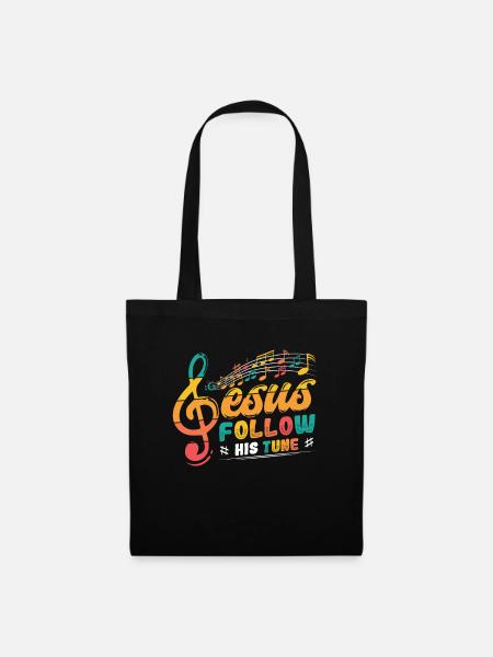 Jesus, Notenschlüssel, Musik, religiös. - Stoffbeutel - Schwarz