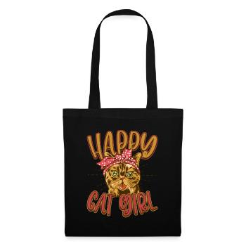 Chat chat heureux Chat Chaton - Sac en tissu - noir - Devant