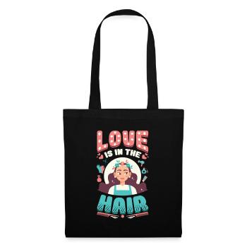 L’amour est dans les cheveux, barbier, coiffeur. - Sac en tissu - noir - Devant