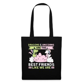 Amis Dragon Licorne Licorne Amoureux - Sac en tissu - noir - Devant