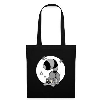 mignon raton laveur, chemise, chemise de couchage, sweat à capuche, bande dessinée - Sac en tissu - noir - Devant
