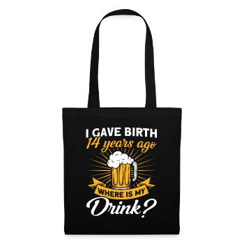 14. Geburtstag Bier Trinken Mutter Mama - Stoffbeutel - Schwarz - Vorne