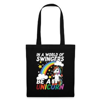 In A World Of Swingers Be A Unicorn für Einhorn - Stoffbeutel - Schwarz - Vorne