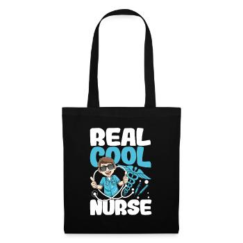 Real Cool Nurse für eine Pflegefachkraft - Stoffbeutel - Schwarz - Vorne