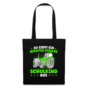 Richtig Cooles Schulkind Schulbeginn - Stoffbeutel - Schwarz - Vorne