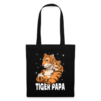 Tiger Papa Tiger Vater und Baby Papa Vatertag - Stoffbeutel - Schwarz - Vorne