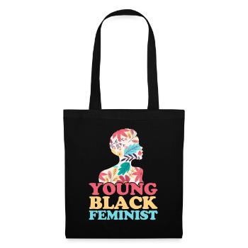Junge Schwarze Feministin Feministisch - Stoffbeutel - Schwarz - Vorne