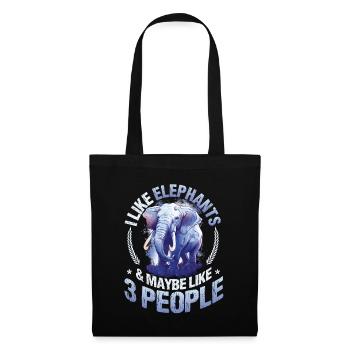 I Like Elephants And Maybe 3 People Elefant Lover - Stoffbeutel - Schwarz - Vorne