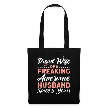 5. Wedding Anniversary Couple Design 5 Years Marriage - Tote Bag - black - Front