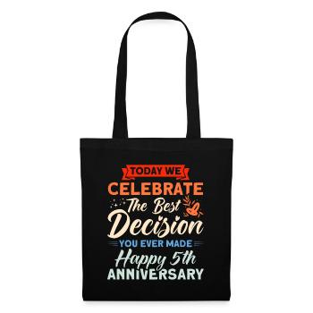 5. Wedding Anniversary Couple Design 5 Years Marriage - Tote Bag - black - Front